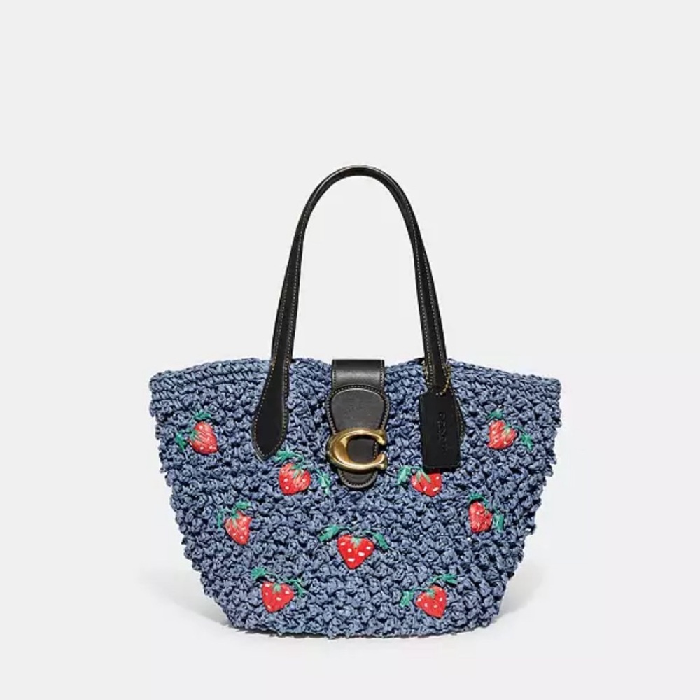 Coach Small Tote With Strawberry Embroidery